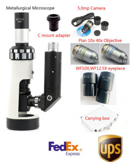 Portable Polarizing Metallograph Microscope w/ Polarizing Filter Carrying Box+5.0mp camera